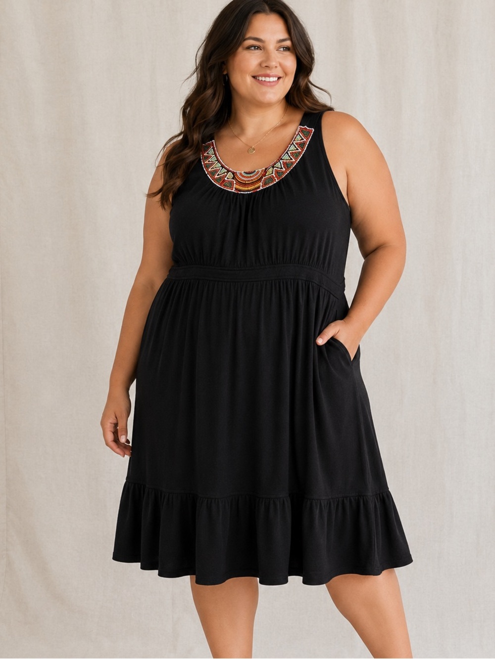 Torrid Shirred Drop-Waist Midi Dress a signature high neckline heav